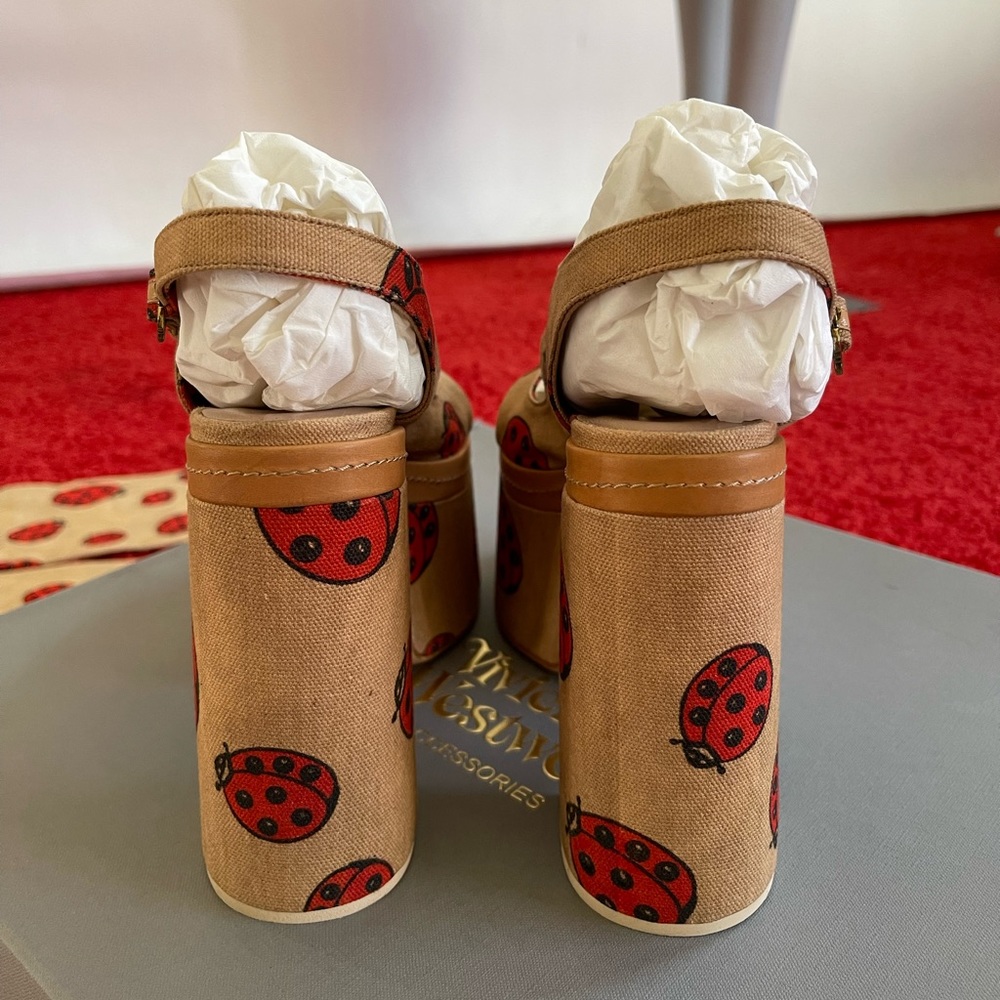 Brand NEW Vivienne Westwood SS17 CORONATION SANDAL LADYBIRD PRINTED CANVAS IT3… - Picture 5 of 16